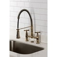 thumbnail image 2 of Kingston Brass GS1273BEX Essex Double-Handle 2-Hole Deck-Mount Pre-Rinse Bridge Kitchen Faucet in Antique Brass, 2 of 8