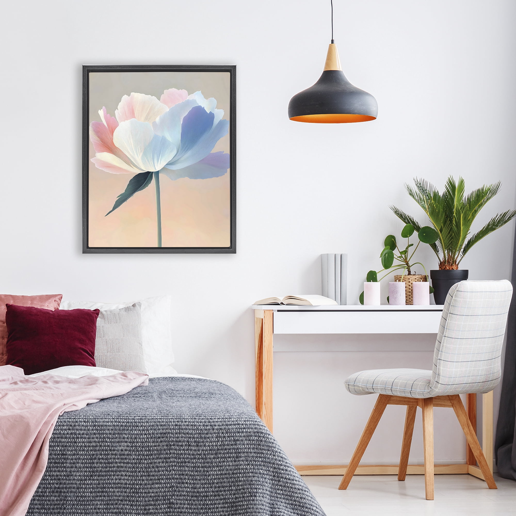 Stupell Industries Pink & Blue Flower Serenity Black Framed Floater Canvas Wall Art, design by The Prints Vibe