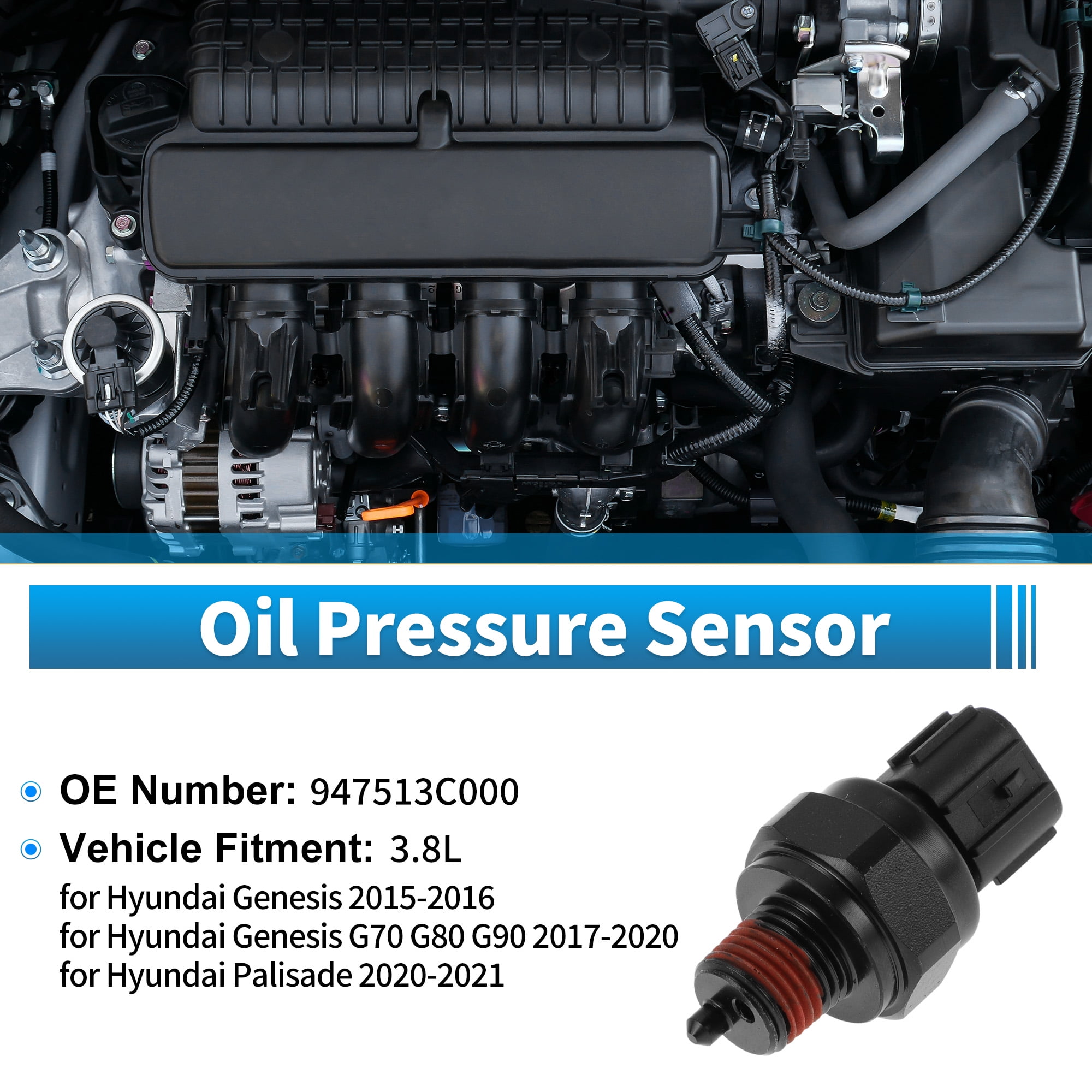 Unique Bargains 1 Pcs No.947513C000 Engine Oil Pressure Sensor for Hyundai for Genesis 2015-2016 3.8L for Hyundai for Genesis G70 G80 G90 2017-2020 3.8L