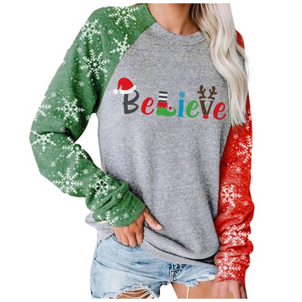 Round Neck Christmas Floral Print 