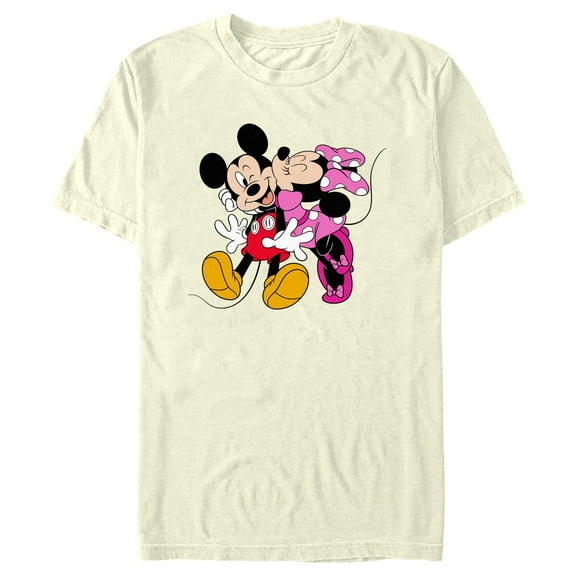 Men's Mickey & Friends Minnie Kiss Couple Graphic Tee Beige 2X Large