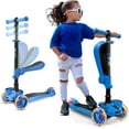 thumbnail image 1 of Hurtle Scooter de 3 Ruedas para Niños y Niñas 1 Año en Adelante, Patin del Diablo, Luces LED en las Ruedas, Manillar Ajustable y Asiento Plegable, Modo Sentado o de Pie con Freno, Azul, 1 of 8