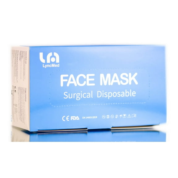 50 Pieces , LyncMed Face Mask, Surgical Disposable, 3 Layers Non-Woven, hair scalp beauty - Pack of 1 w/ SLEEKSHOP 3-in-1 Comb-Brush