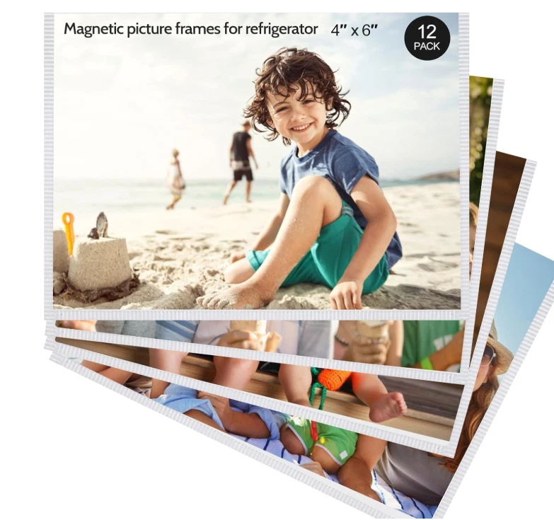 BUTTERFLY- 12 Pack 4X6 White Magnetic Picture Frames For Refrigerator With Clear Cover