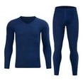 thumbnail image 4 of MOJOGO Mens V Neck Base Layer Set Breathable Long Johns with Long Sleeve Crewneck Tops 2 Piece Thermal Underwear Set Blue M, 4 of 8