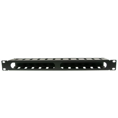 COMZON 19 Inch Rackmount Cable Management, 12 Slot, 1U, Metal, Black - Horizontal Server Rack Wire Management System