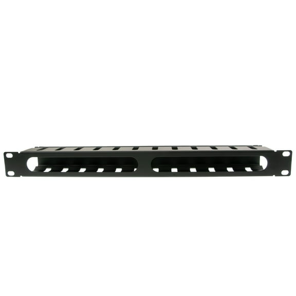COMZON 19 Inch Rackmount Cable Management, 12 Slot, 1U, Metal, Black - Horizontal Server Rack Wire Management System