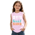 thumbnail image 6 of OSOLU Children Girls Tank Tops Crew Neck Coconut Tree Letter Gradient Print Outdoor Play Lightweight Sleeveless Fashion Vacation Tops, 6 of 6