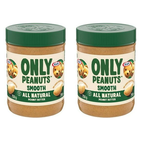Kraft Only Peanuts All Natural Smooth Peanut Butter, 750g (2 Pack)