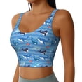 thumbnail image 2 of Kdxio Blue Fish Print Workout Crop Tank Top for Women Racerback Yoga Tank Tops Athletic Sports Shirts Exercise Undershirts, 2 of 9