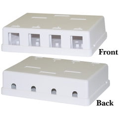 Keystone Surface Box - Blank Surface Mount Box for Keystones, 4 Hole, White