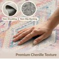 thumbnail image 6 of ODIKA 2'x3' Washable Throw Rug Pink Dusty Blue Boho Southwestern Design Faded Diamond Lattice with Zigzag Stripes for Hallway, Study Room, Non-Slip Low Profile, Flatwoven, 6 of 7