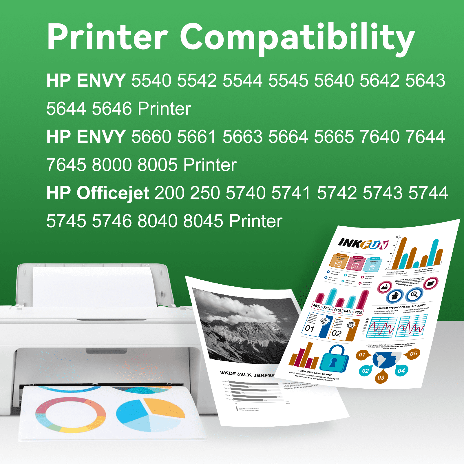 62XL Ink Cartridges Compatible for HP 62 Ink Cartridges Combo for HP Ink 62 for HP Envy 7640 5660 Officejet 200 250 Mobile Printer