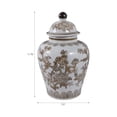 thumbnail image 4 of Chinoiserie Bird and Vines Temple Jar for Living Room Decor - Ceramic Vase for Bedroom, Office, and Kitchen Counter - Flower Vase for Console Table and House Accent - 12", Brown & White, 4 of 13
