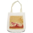 thumbnail image 1 of Asian Tote Bag, Building in Floral Environment with Other Elements, Cloth Linen Reusable Bag for Shopping Books Beach and More, 16.5" X 14", Cream, by Ambesonne, 1 of 2