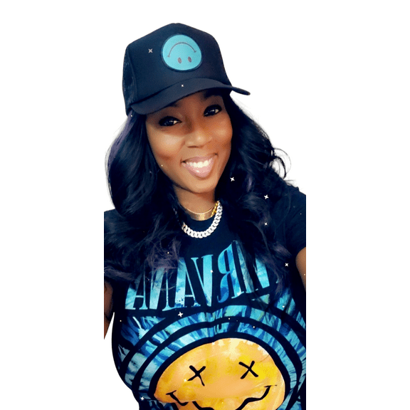 Moody Trucker hat smiley face upside down smiley face snapback patch