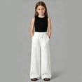 thumbnail image 2 of Tigivemen Girl Clothes Wide Leg Pants for Girls Drawstring Baggy Going Out Pant with Pockets Casual Sweatpants White,7-8 Years, 2 of 3