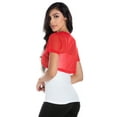 thumbnail image 2 of Fashion Secrets Women Short Sleeves Sheer Chiffon Bolero Shrug Short Cardigan (Red, Large), 2 of 4