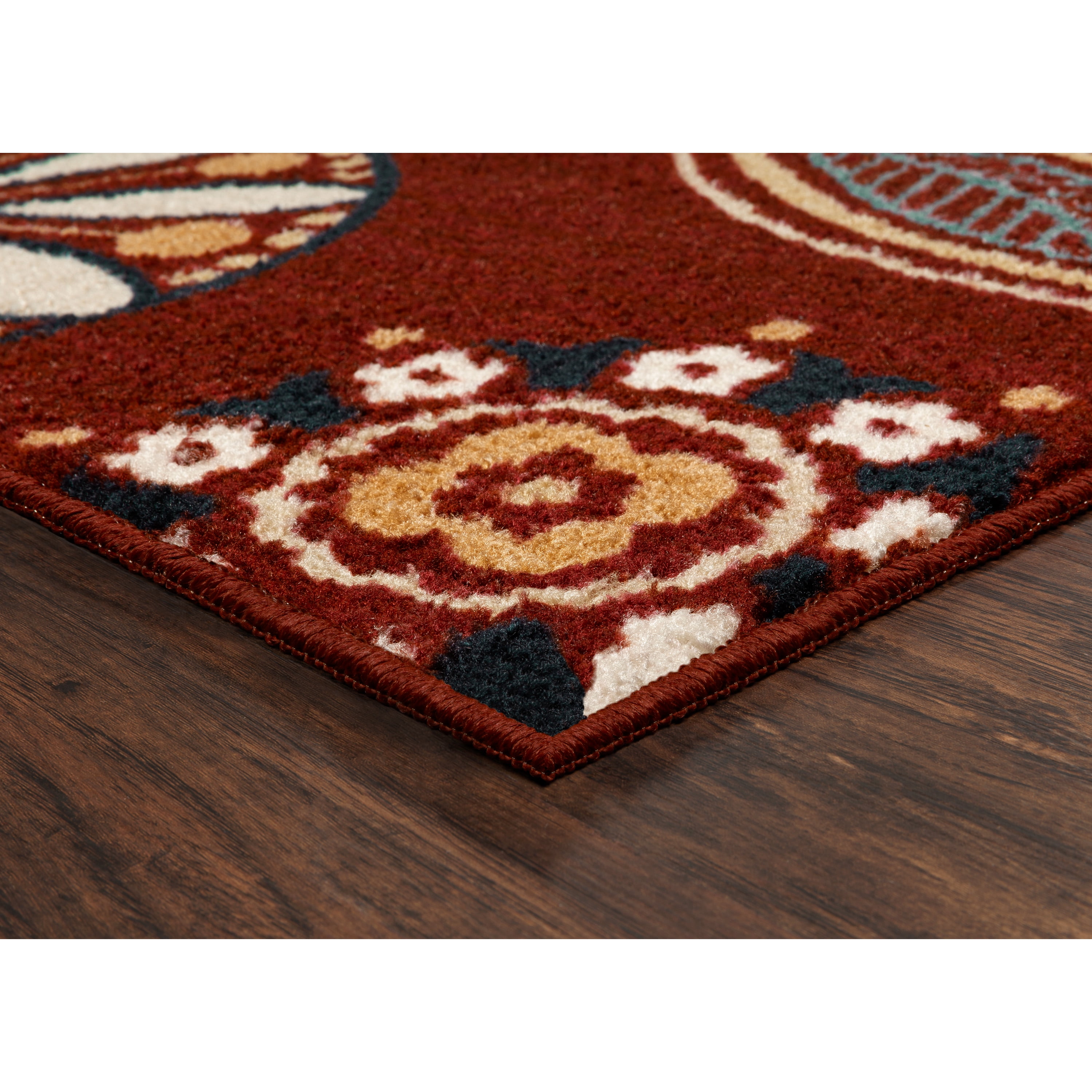 Maples Rugs Reggie Bohemian Floral Merlot Washable Entryway Area Rug, 2'6 x 3'10