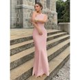 thumbnail image 4 of Coral Pink Womens Satin Asymmetric One Shoulder Hollow Backless Maxi Dress For Party Cocktail Formal Bridesmaid, 4 of 6