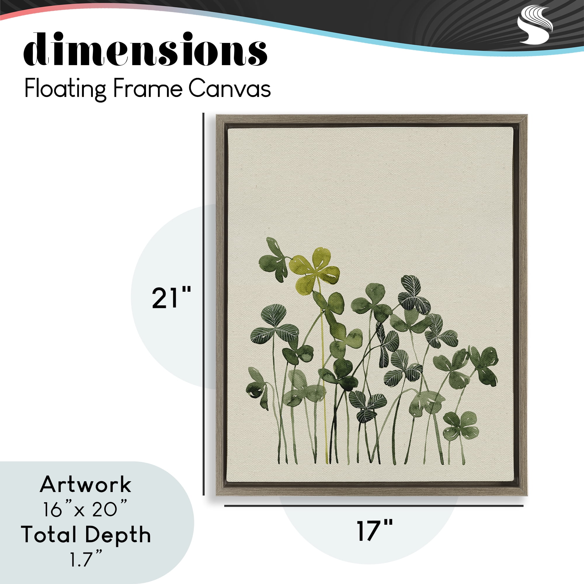 Hidden Gems Clovers Brown Framed Floater Canvas Wall Art, design by Grace Popp