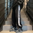 thumbnail image 5 of Pantalones de chándal con estampado de letras a rayas de High Street Side para hombre, pantalones holgados de estilo hip hop americano, pantalones casuales de otoño para gimnasio Y2K, pantalones para, 5 of 5