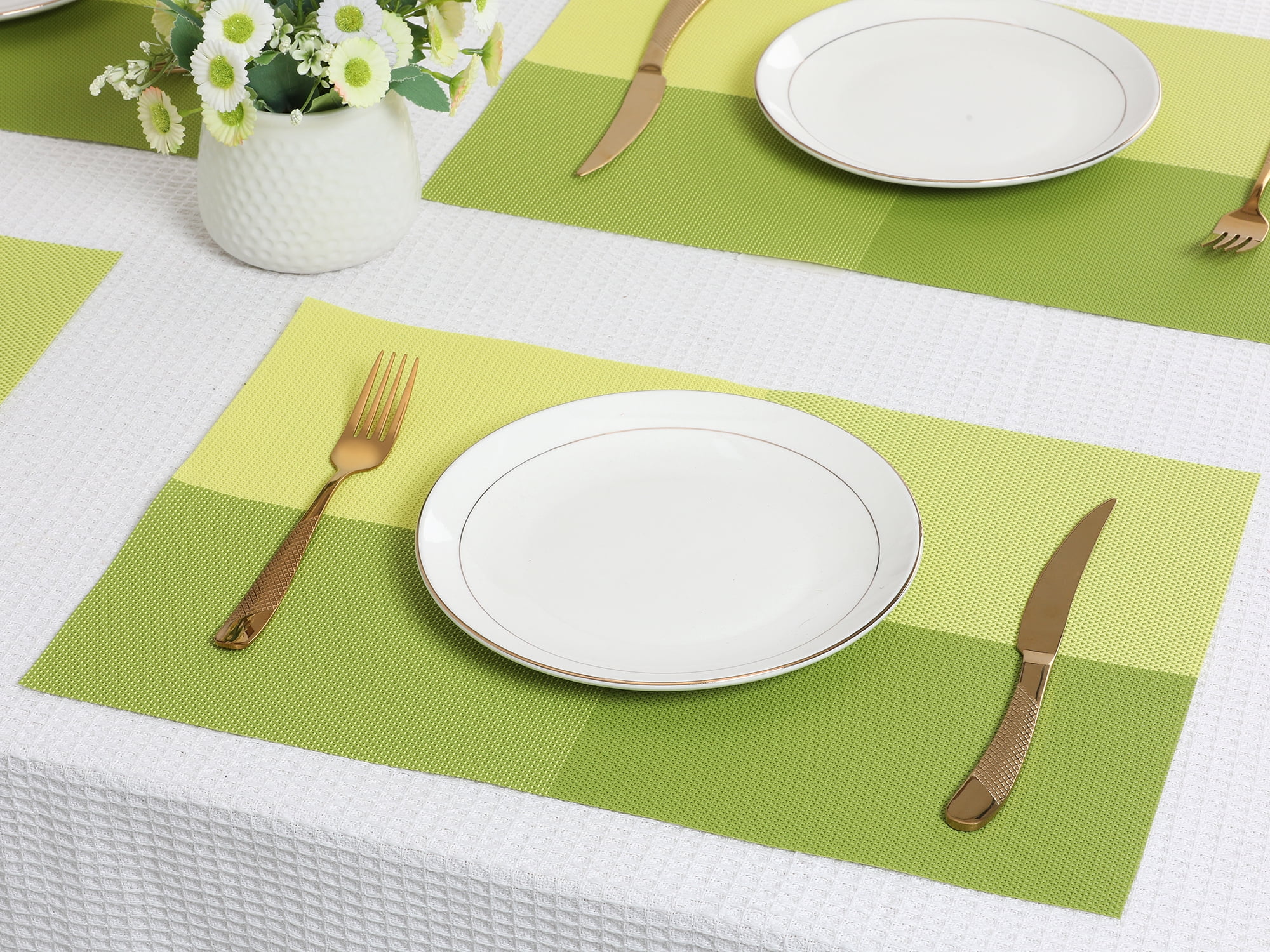 Unique Bargains Placemats for Kitchen Table Heat Resistant Table Placemats Green