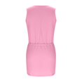 thumbnail image 6 of JoveMarine Dresses for Women Summer Casual V-Neck - Drawstring Waist Short Beach Vacation T-Shirt Dress with Pockets, Sleeveless Lightweight,Pink L, 6 of 7
