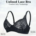 thumbnail image 5 of YANDW Women Minimizer Mesh Unlined Bras Plus Size Sexy Lace Full Coverage Bra Underwire No Padded, Black 36C, 5 of 10
