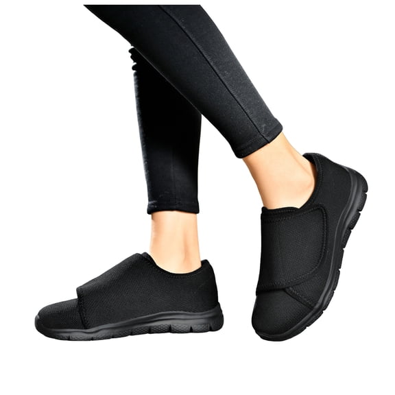 Walking Shoes for Women Lightweight Mesh Hook and Loop Casual Round Toe Soft Sole Workout Gym Athletic Shoes Black Size 8