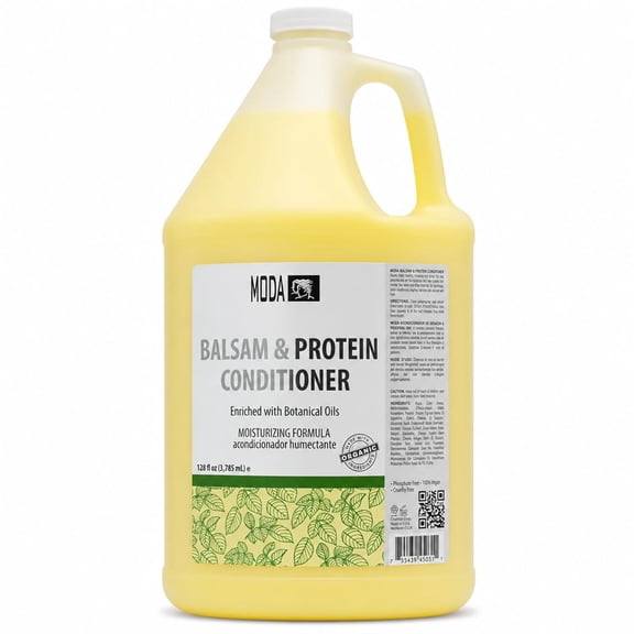 MODA - Moisturizing Conditioner for all Hair Types, Balsam and Protein, 128 Oz, Professional - Strengthens, Moisturizes, Leaves Hair Soft and Shiny, Adds Volume, Protects Color and Restore