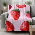 thumbnail image 2 of Red Pink Strawberry Blanket Soft Cozy Warm Throw Blanket for Couch, Plush Fuzzy Flannel Fleece Blankets for Sofa, Spring Summer Botanical Watercolor Bed Blankets Lightweight Gifts for Women, 40"x50", 2 of 9