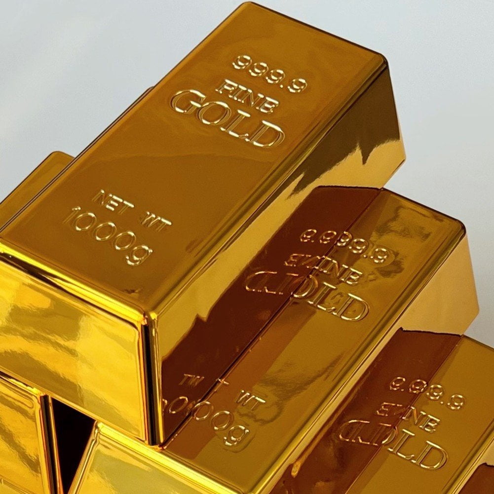 Jiibva 3 Pcs Fake Gold Bar Fake Golden Brick Replica Gold Bar Bullion Gold Bar Decorations Realistic Gold Bar Brick Prop Movie Prop Paperweight Novelty Gift
