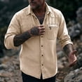 thumbnail image 5 of Men's Button Down Shirts Black Big and Tall Long Sleeve Solid Turndown Collar Casual Button Front Zipper Blouse, 5 of 6