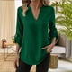 thumbnail image 2 of Camisetas para mujer,Camiseta de manga larga con cuello en V para mujer, informal, de color liso, tejido elástico suave, cómoda para el hogar y el uso diario, sopatenor, 2 of 9