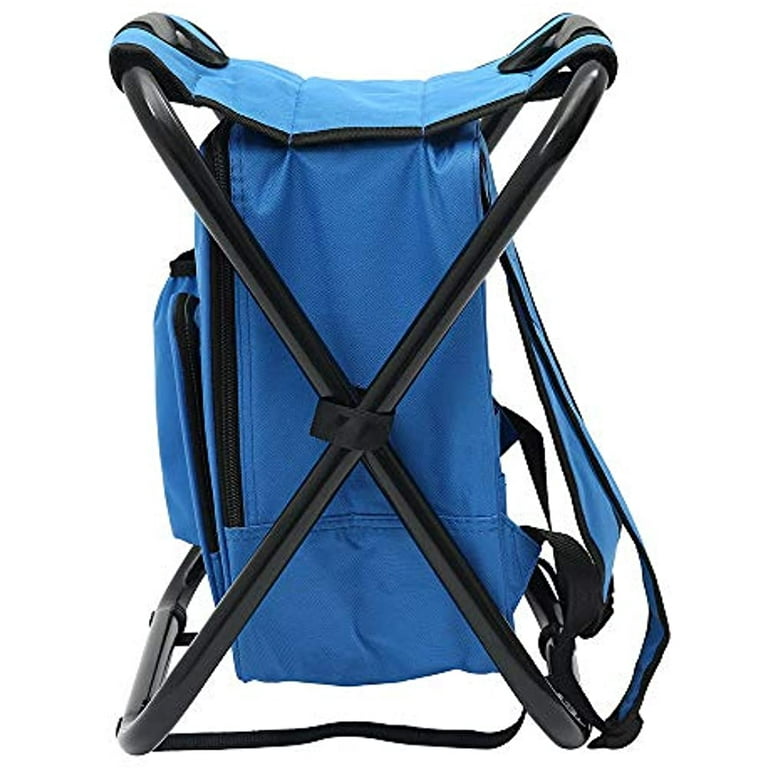Miuline Folding Camping Chair Fishing Tackle Bag with Seat Heavy Duty  Backpack Chair Rucksack Seat Bag Fishing Stool for Outdoor Fishing Beach  Camping Hiking Picnic Travel (Blue) 
