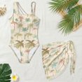 thumbnail image 4 of SEANATIVE Girls One-Piece Bathing Suit with Mesh Wrap Skirt Swimsuit Back Cutout Design Swimwear Trendy Swimsuits for Teen Kid Young Girls, Size 7-8, Palm Tree Beige, 4 of 7