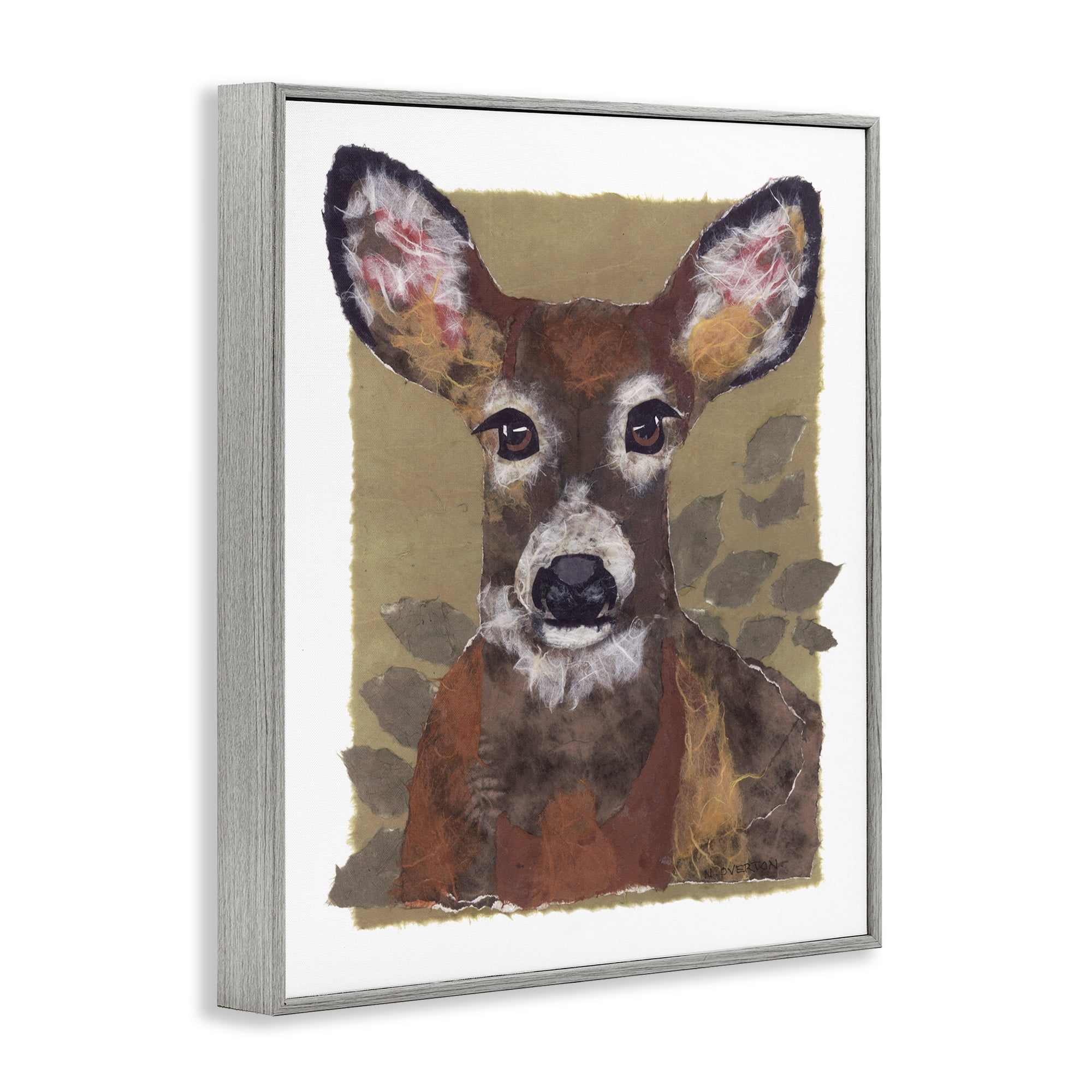 Stupell Industries Woodland Deer Painting Animals & Insects Painting Gray Framed Art Print Wall Art, 16 x 20