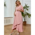 thumbnail image 2 of Women's Short Sleeve Maternity Dress Summer Floral V-Neck Ruffle Maxi Dress, 2 of 5