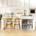 thumbnail image 3 of 82.6" Fluted Kitchen Island with Extendable Table (4-6 Seats), Power Outlet, Double-Side Storage, 2 Drawers, 2 Open Shelves, White, 3 of 8