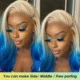 thumbnail image 4 of Mscathy Ombre Honey Blonde Blue Colored Brazilian Human Hair Lace Front Wig Bleached Knots Body Wave Remy Hair 180% Density 13x4 Lace Frontal Wigs For Women Party Vacation, 4 of 6