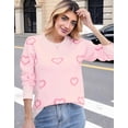 thumbnail image 3 of Heart Sweaters for Women Knit Warm Pullover Sweater Cute Heart Printed Valentine's Day Pink Sweater Shermie, 3 of 10