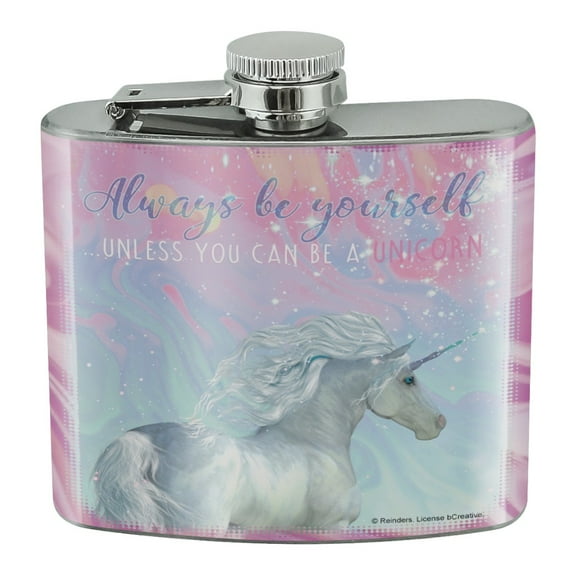 Always Be Yourself Unless You Can Be a Unicorn Pastels Stainless Steel 5oz Hip Drink Kidney Flask