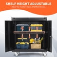 thumbnail image 3 of Armoire de Rangement en Métal, Armoire Noire Verrouillable avec Tablette Ajustable et 2 Portes, Armoire à Outils en Acier Verrouillable avec Roues, Armoire de Rangement de Garage pour Bureau à Domicile, 3 of 7
