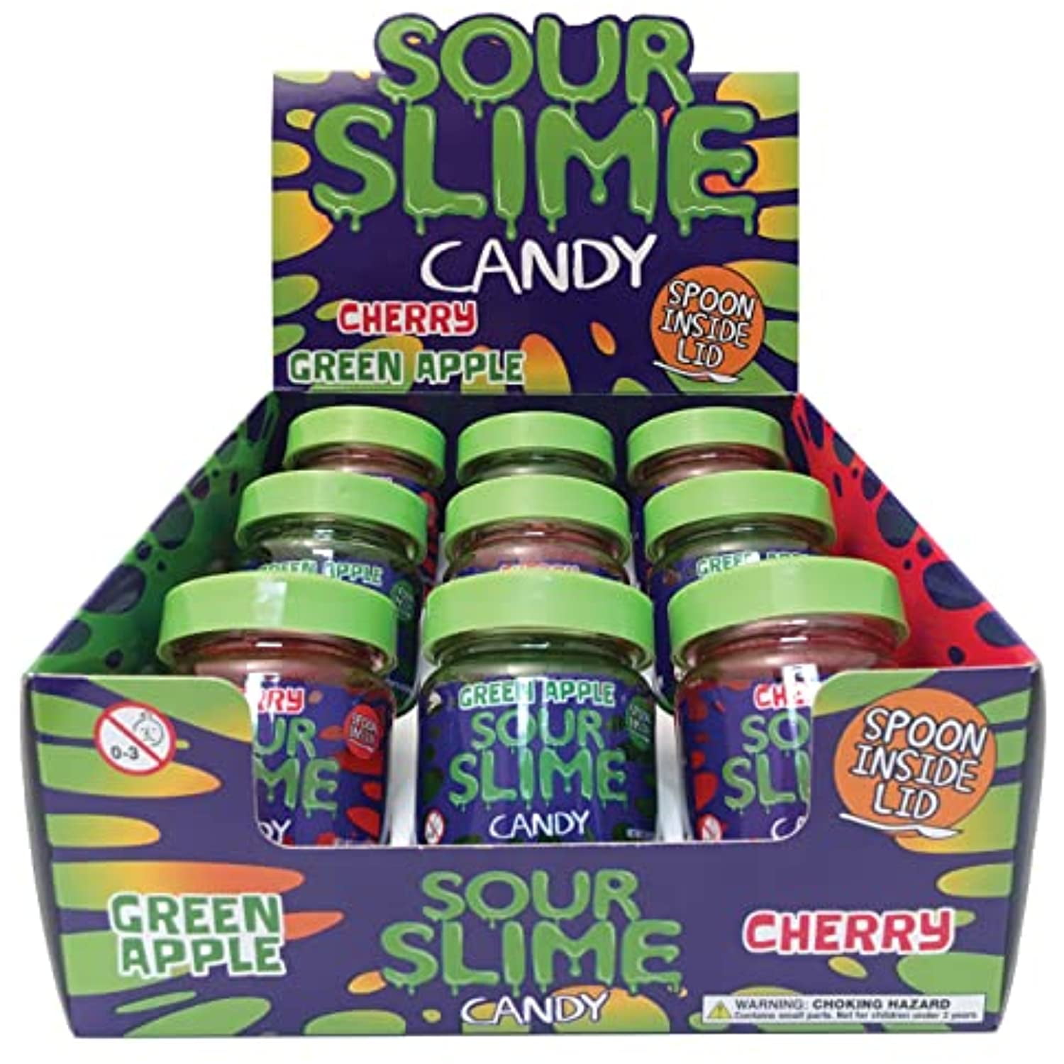 Sour Slime Candy 3.5Oz 9Ct Cherry And Green Apple