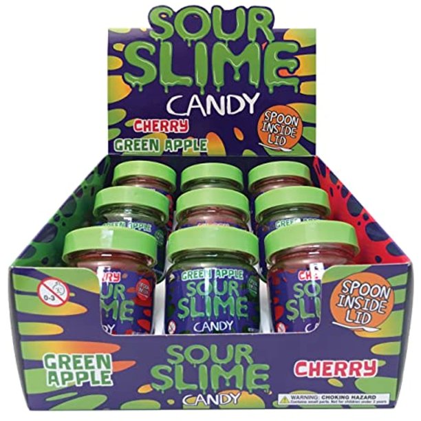 Sour Slime Candy 3.5Oz 12Ct Cherry And Green Apple