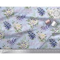 thumbnail image 3 of Soimoi Blue polyester Crepe Fabric Flower & Leaves Watercolor Print Fabric by the Yard 42 Inch Wide, 3 of 3