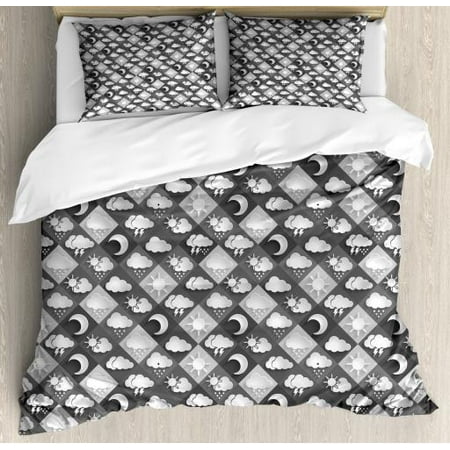 Grey And White King Size Duvet Cover Set Diagonal Checkered