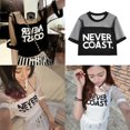 thumbnail image 4 of MELLCO Sexy Women Summer Loose Crop Letter Top Blouse Short Sleeve Crew Neck Short T-Shirt Hollow Out See-through Tops(Black/White), 4 of 10