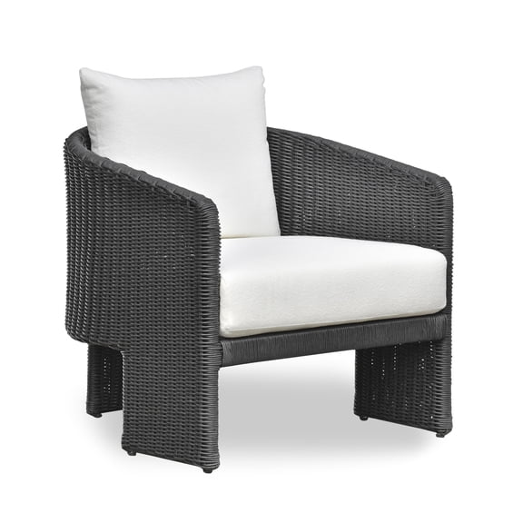 Alexa Black Rattan Performance Fabric Outdoor Armchair